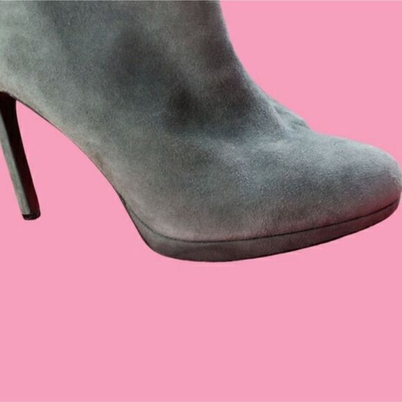 Zara Ankle Bootie Gray Suede Dressy 4" Stiletto Heeled Platform Zips Size 8 - Picture 8 of 12